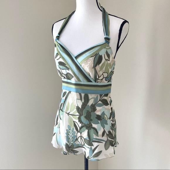 Ann Taylor Silk Ribbon Halter Top Floral Print 4 - Picture 2 of 11